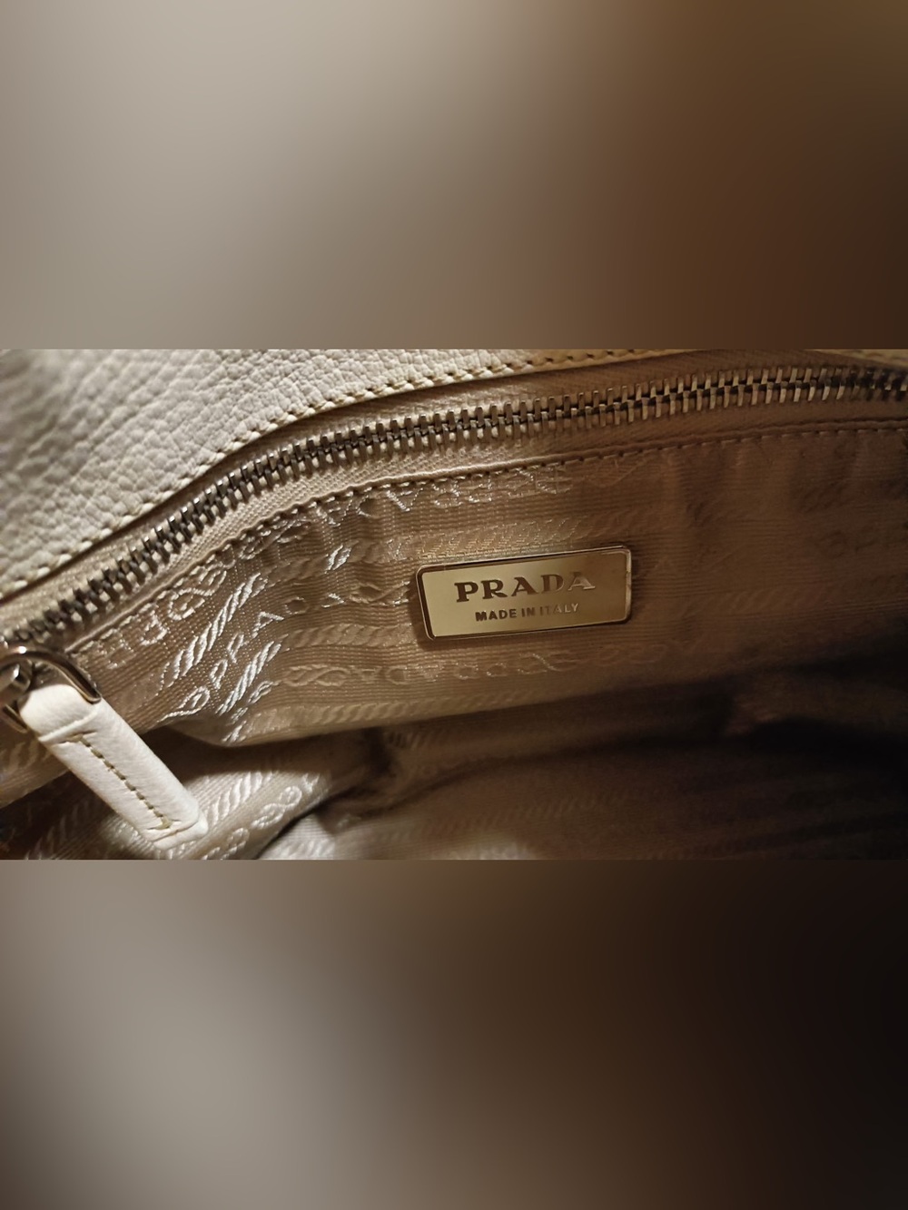 Prada Cream Nylon and Leather Shoulder Bag - Picture 9 of 16